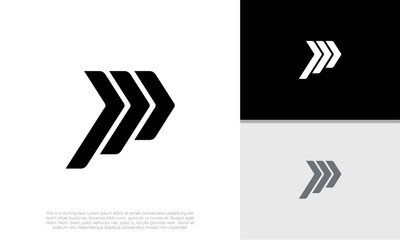 Initials P logo design. Initial Letter Logo. Innovative high tech logo template.	