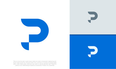 Initials P logo design. Initial Letter Logo. Innovative high tech logo template.	
