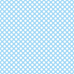 Tile vector pattern with white polka dots on pastel blue background