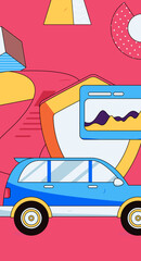 Buying insurance for car flat character vector concept operation illustration
