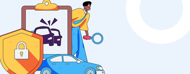 Buying insurance for car flat character vector concept operation illustration
