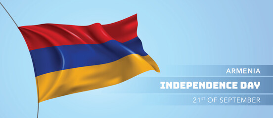 Armenia happy independence day greeting card, banner vector illustration