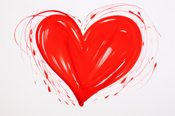 rotes gemaltes Herz auf hellem Hintergrund. Generative Ai.