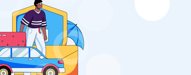 Buying insurance for car flat character vector concept operation illustration
