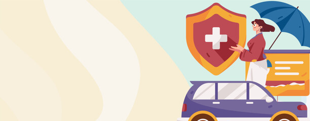 Buying insurance for car flat character vector concept operation illustration
