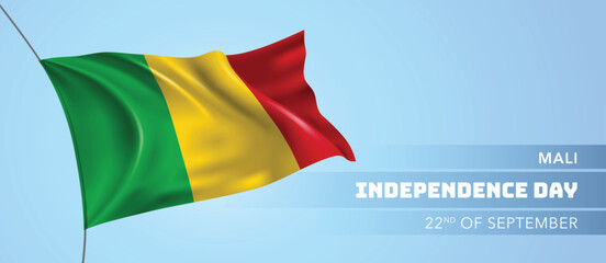 Mali happy independence day greeting card, banner vector illustration