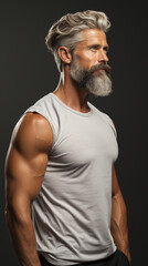 Muscular Middle-Aged Man in Sleeveless T-Shirt