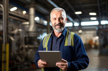 worker in warehouse with tablet 