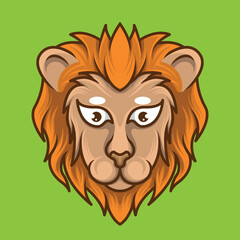 Obraz premium neko lion head cute minimalist icon logo mascot design