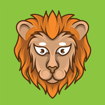 neko lion head cute minimalist icon logo mascot design
