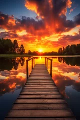  Relaxing moment: Wooden pier on a lake with an amazing sunset © Guido Amrein