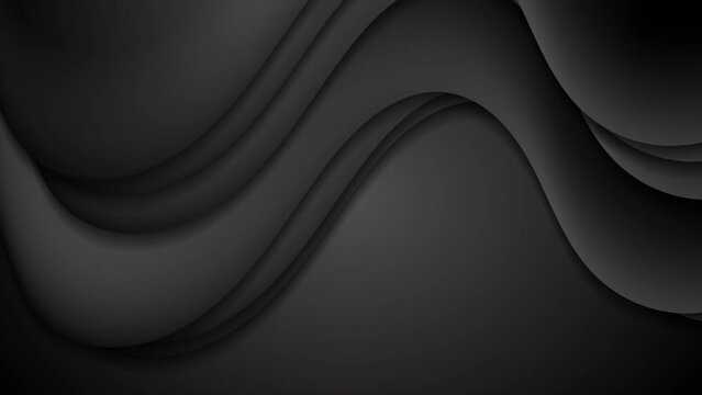 Black smooth waves abstract elegant background. Seamless looping motion design. Video animation Ultra HD 4K 3840x2160