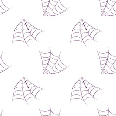 Fototapeta premium Corner spider web seamless pattern. Halloween cobwebs.