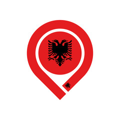 albania flag map pin icon. vector illustration isolated on white background