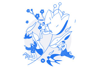 24 solar terms, beginning of spring, rain, stung, spring breeze, qingming, valley rain, flat character vector concept, operation, hand-painted illustration
