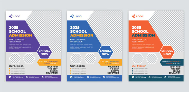 School admission flyer design, kids education leaflet brochure, cover layout School Admission Open Flyer Design Template Vector Education Center poster, Kids Education Flyer Template.