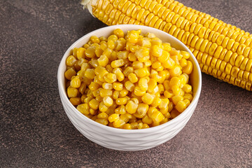 Marinated corn in the bowl