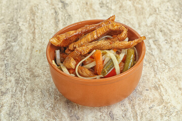 Chinese wok with chicken and teriyaki