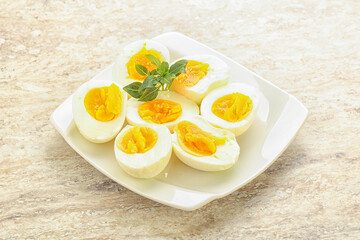 Fototapeta premium Boiled chicken egg for breakfast