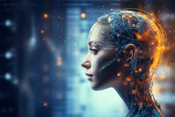 Futuristic Female Artificial Intelligence AI Abstract Technology Background