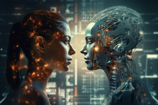 Futuristic Female Artificial Intelligence AI Abstract Technology Background