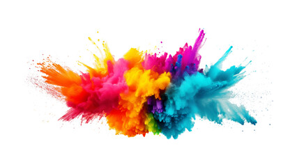 Fototapeta colorful vibrant rainbow Holi paint color powder explosion with bright colors isolated white background.	 obraz
