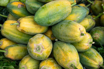 Ripe Papaya Displayed for sale in the market of Dhaka, Bangladesh