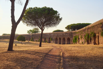 Parco degli Acquedotti city park within the urban regional park of the Appian way in Rome, Italy
