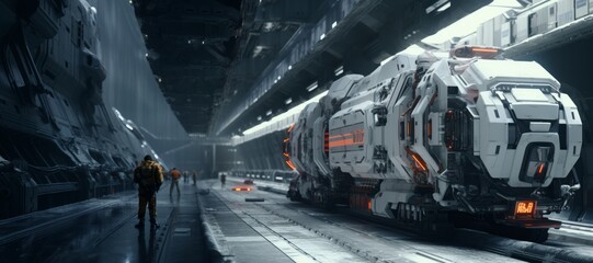 Futuristic train on the station