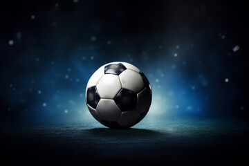 Naklejka premium Football/soccer with spotlight and dark background