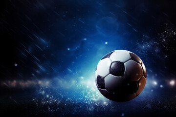 Naklejka premium Football/soccer with spotlight and dark background