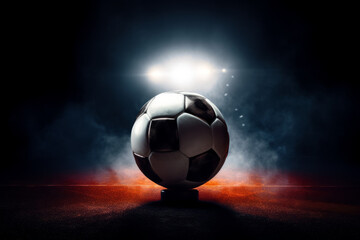 Fototapeta premium Football/soccer with spotlight and dark background