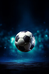 Fototapeta premium Football/soccer with spotlight and dark background