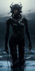 Fototapeta premium Cyber android in nanorobotic water
