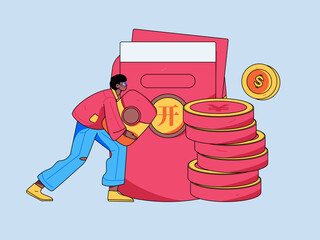 Internet finance and wealth management investment flat vector concept operation hand drawn illustration
