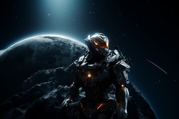 Epic Astral Sojourn: Captivating Spacesuit Stands Bold Against the Enchanting Backdrop of an Alien World
