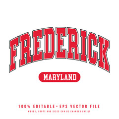 Frederick text effect vector. Vintage editable college t-shirt design printable text effect vector