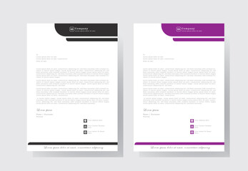 corporate modern letterhead design template with purple and black color. creative modern letter head design template for your project. letterhead, letter head, Business letterhead design.