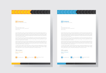 corporate modern letterhead design template with yellow and blue, color. creative modern letter head design template for your project. letterhead, letter head, Business letterhead design.