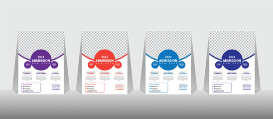 Creative and modern online school kids education admission flyer poster layout design template.