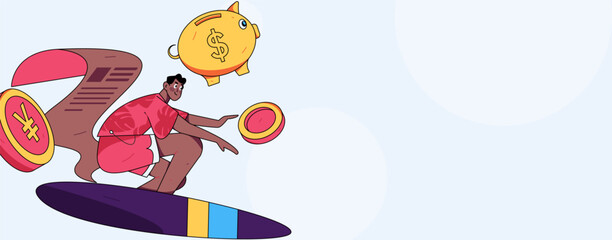 Internet finance and wealth management investment flat vector concept operation hand drawn illustration
