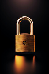 Fototapeta premium Photo of a gold padlock with dark background