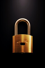 Naklejka premium Photo of a gold padlock with dark background