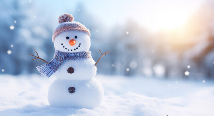 Obraz premium Holiday christmas winter white snowman snow