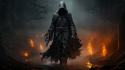 the warrior of darkness in the castle of horror computer graphics fantasy.