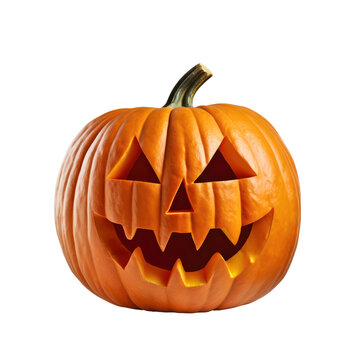 Haunted Pumpkin, Spooky Jack-o'-Lantern, Halloween pumpkins on transparent background.