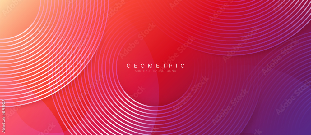 Poster Abstract background with glowing colorful circle curve geometric lines. Modern shiny blue lines pattern. Futuristic technology concept. Vector illustration