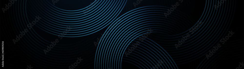 Poster dark blue abstract background with glowing circle geometric lines. modern shiny blue lines pattern. 