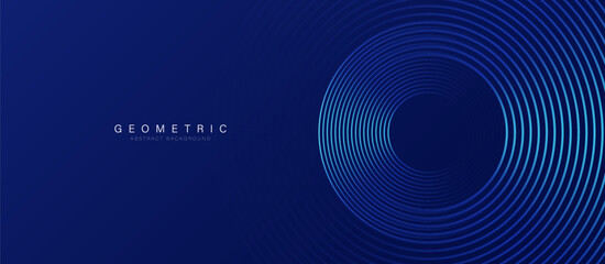 Abstract blue digital dynamic circle line on dark background. Futuristic hi-technology concept. Sound wave. Vector illustration