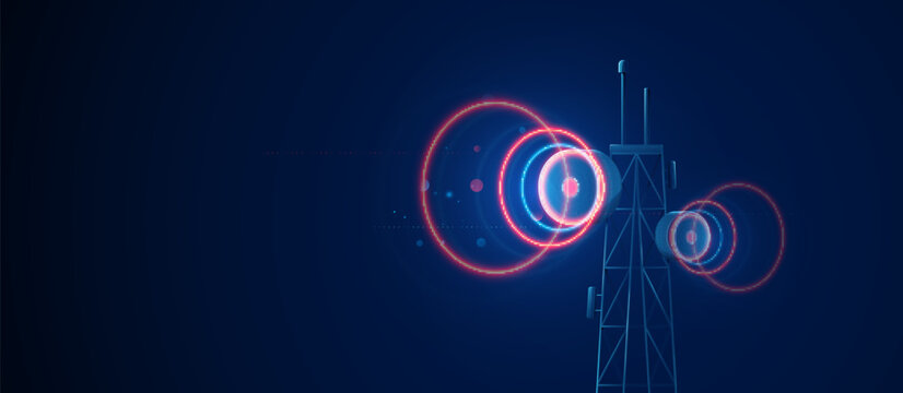 Telecommunication tower, Antenna. Low poly and lines, triangles, point connecting. Illustration vector